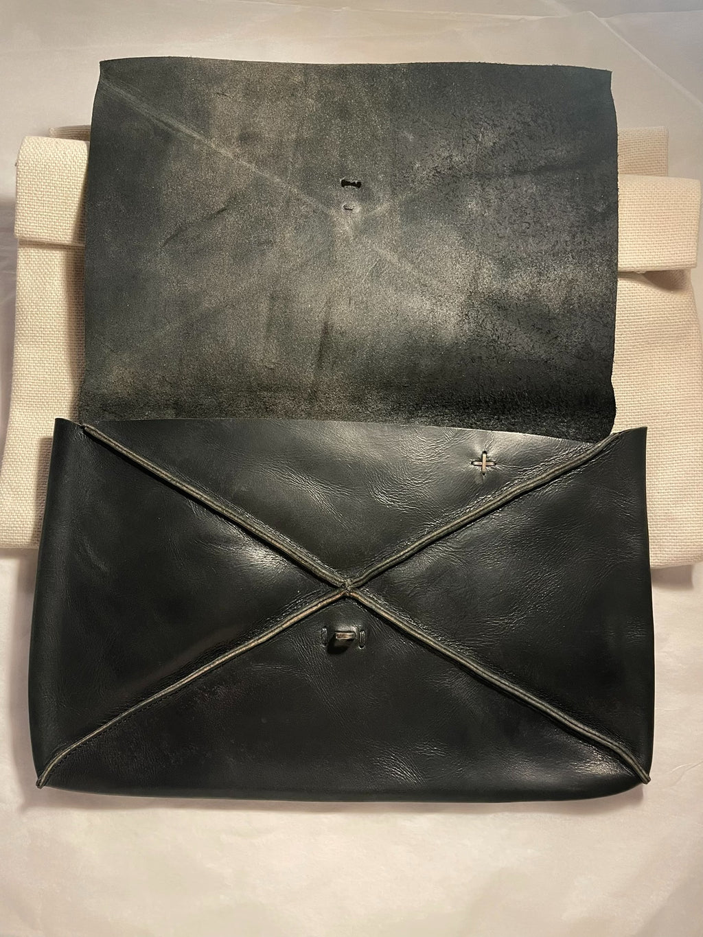 M.A+ ipad Black Envelop Clutch Vacchetta Leather Pouch