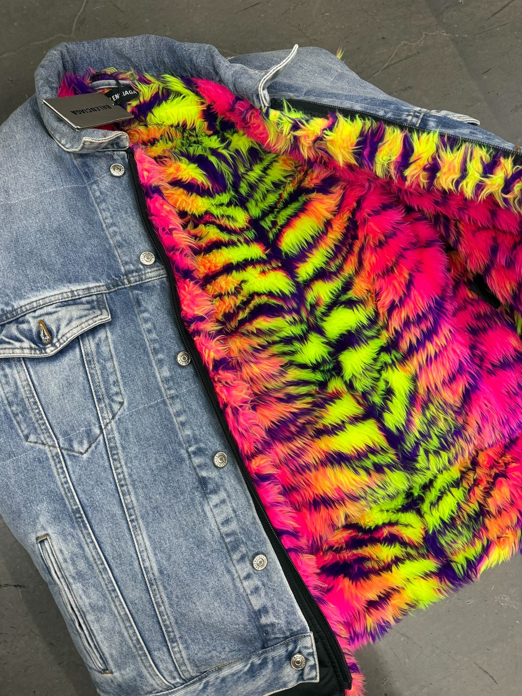 Balenciaga Colorful Fur Denim Vest