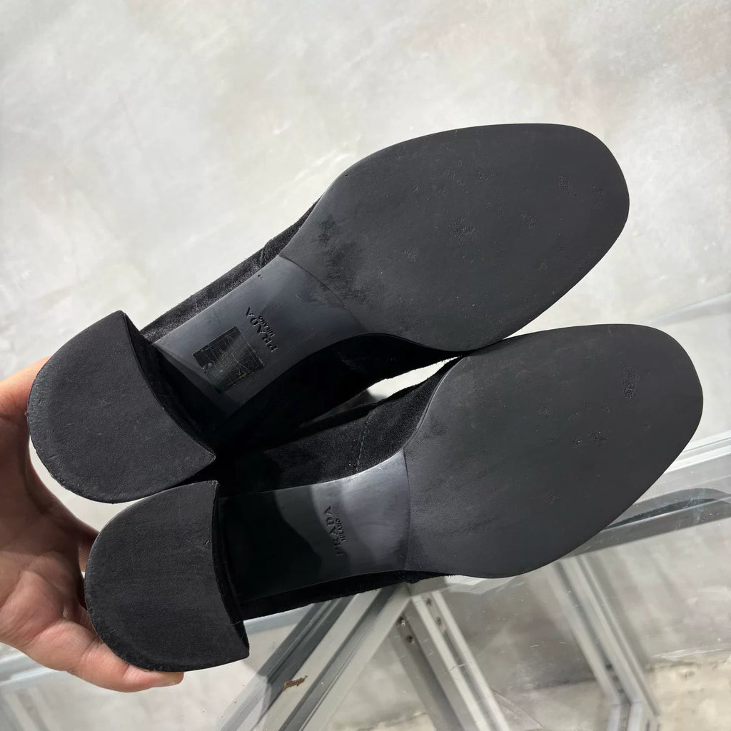 Prada black high-heel long boots