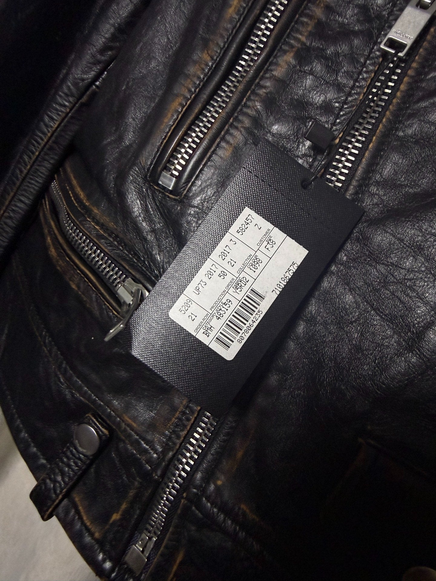 Saint Laurent 17FW LO1 Distressed Oil Wax Leather Biker Jacket by Anthony Vaccarello