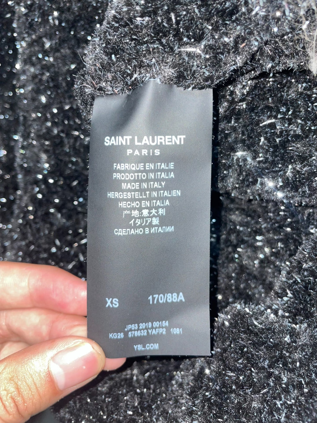 Saint Laurent FW19 Black Silver Thread Star Cardigan