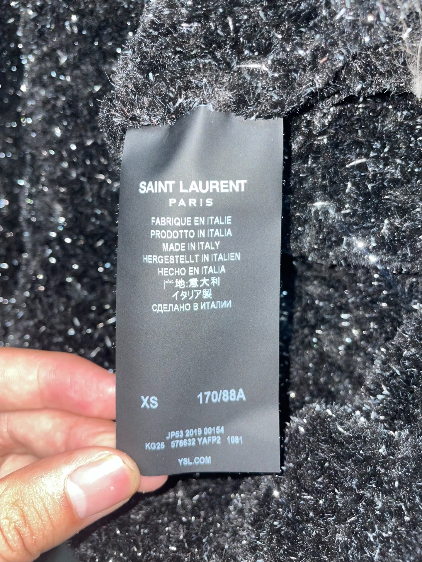 Saint Laurent FW19 Black Silver Thread Star Cardigan