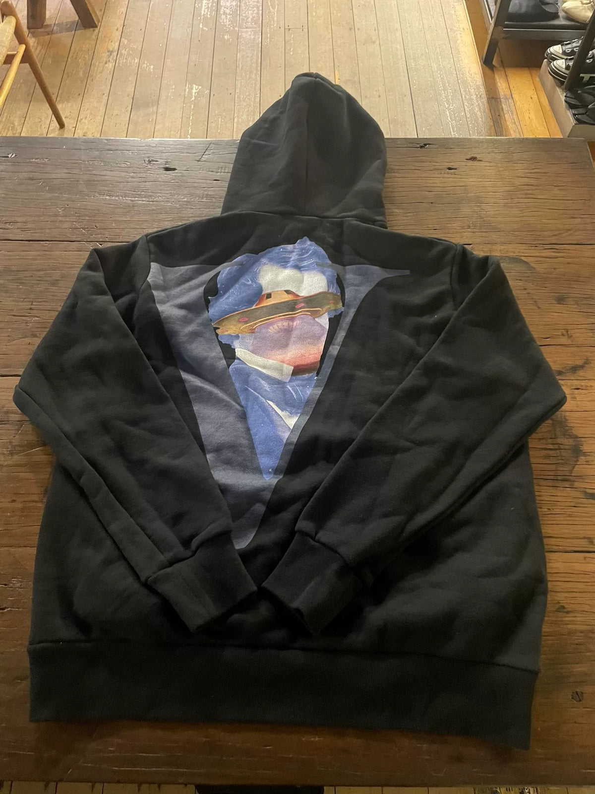 Undercover × VALENTINO Time Traveler Print Hooded Cotton Sweater