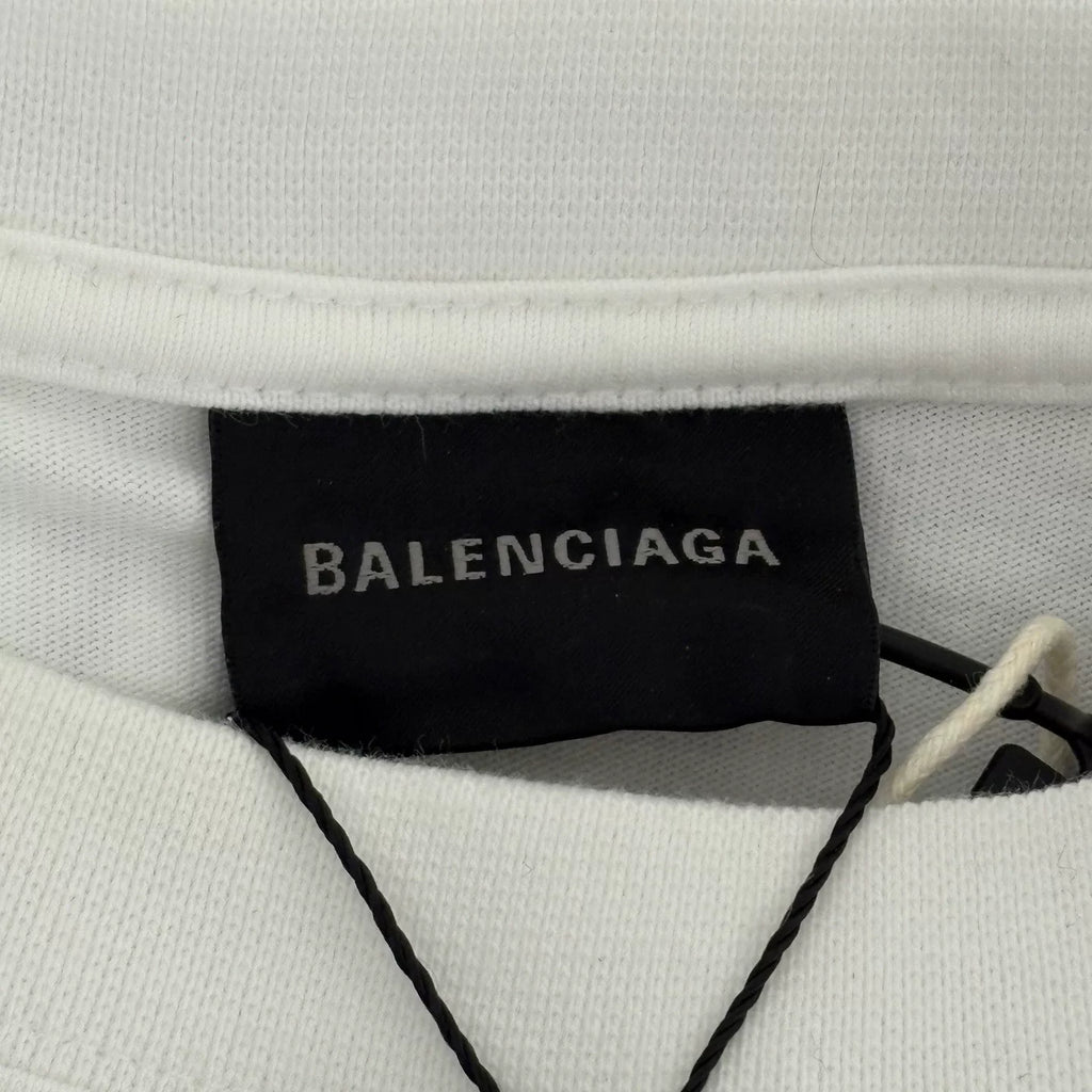 Balenciaga SS24 White Dragon Year Graffiti LOGO Short Sleeve Top