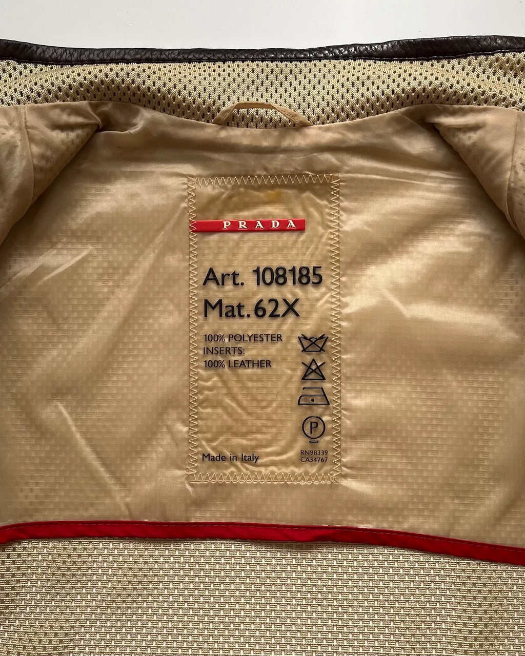 Prada 2000s Leather Panel Nylon Zip-Up Jacket