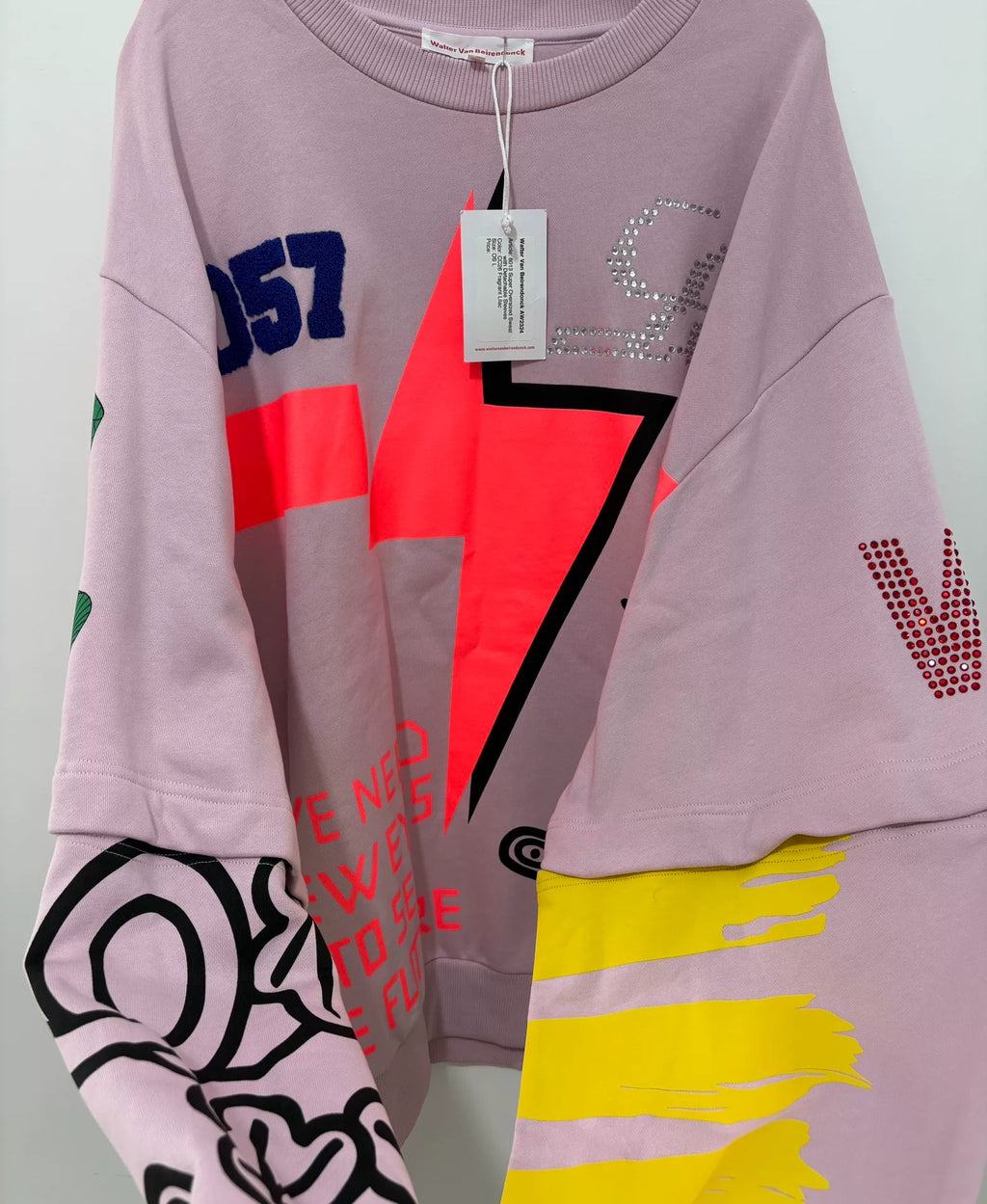 Walter Van Beirendonck deconstructed patchwork sweatshirt, Walter runway piece, 2023FW
