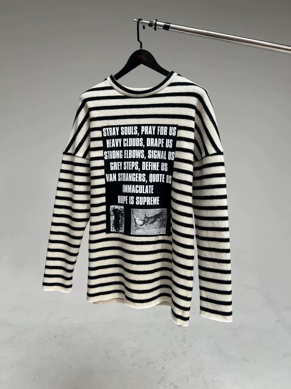 Raf Simons Archive Redux Poetry Patch Striped Wool Long-Sleeve