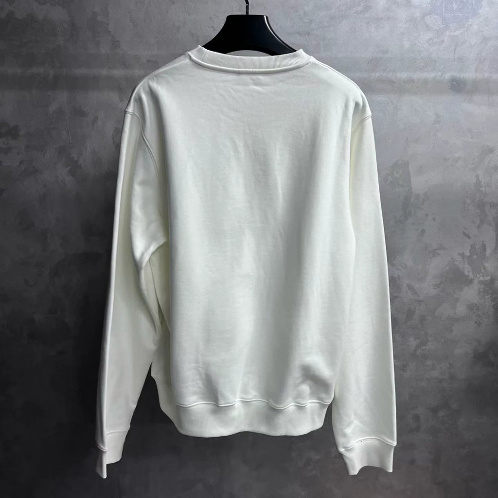 Dior White Logo Embroidered Crew Neck Sweater