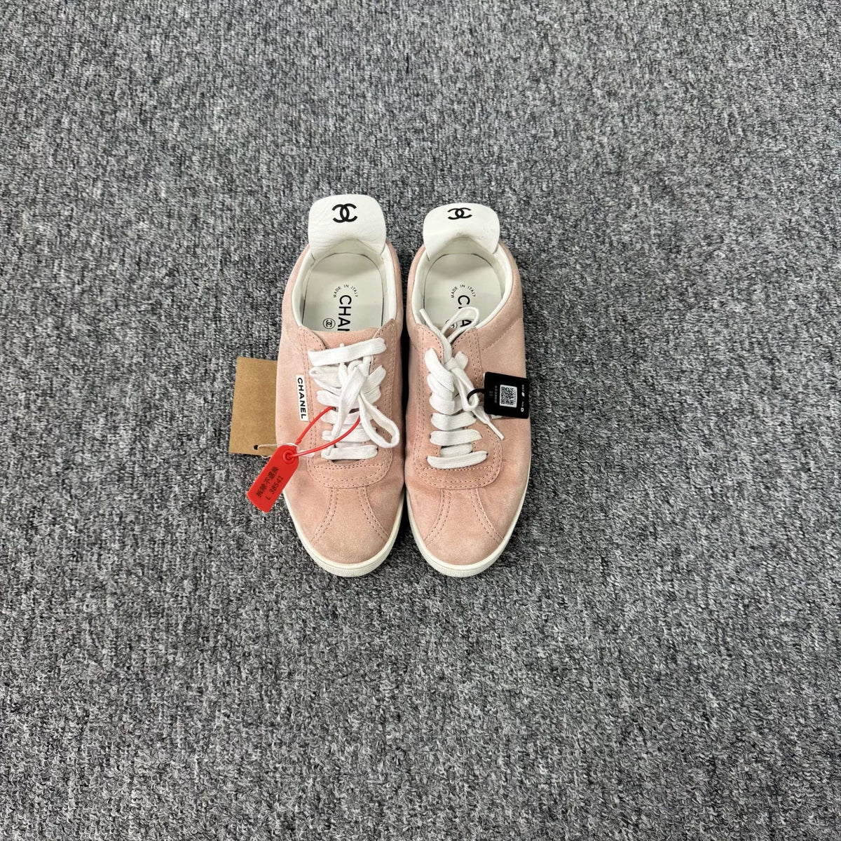 Chanel Double C pink suede casual shoes