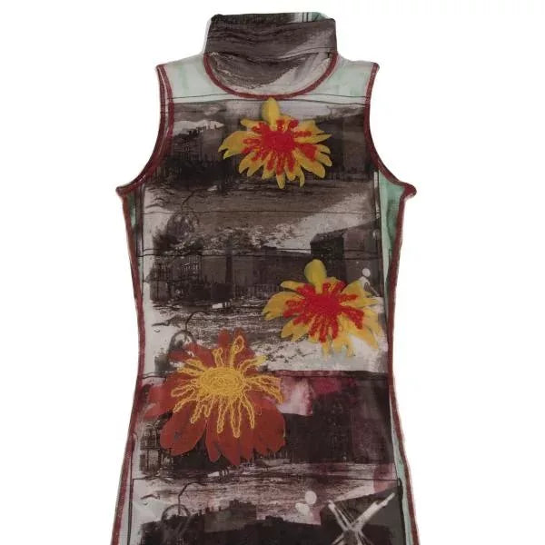 Jean Paul Gaultier Vintage Grey Floral Mesh Top