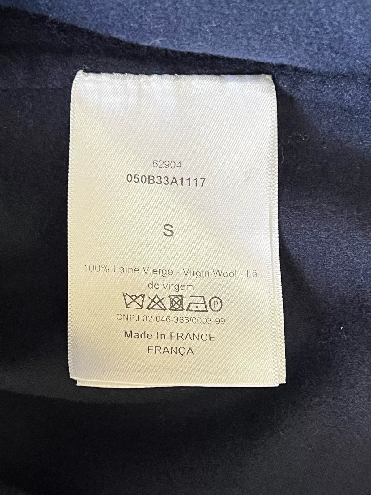 Dior Lapel Drawstring Navy Wool Top