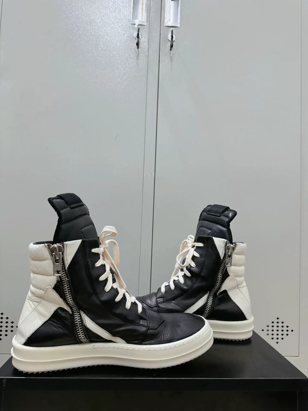 Rick Owens Black and White Inverted-Triangle Sneakers