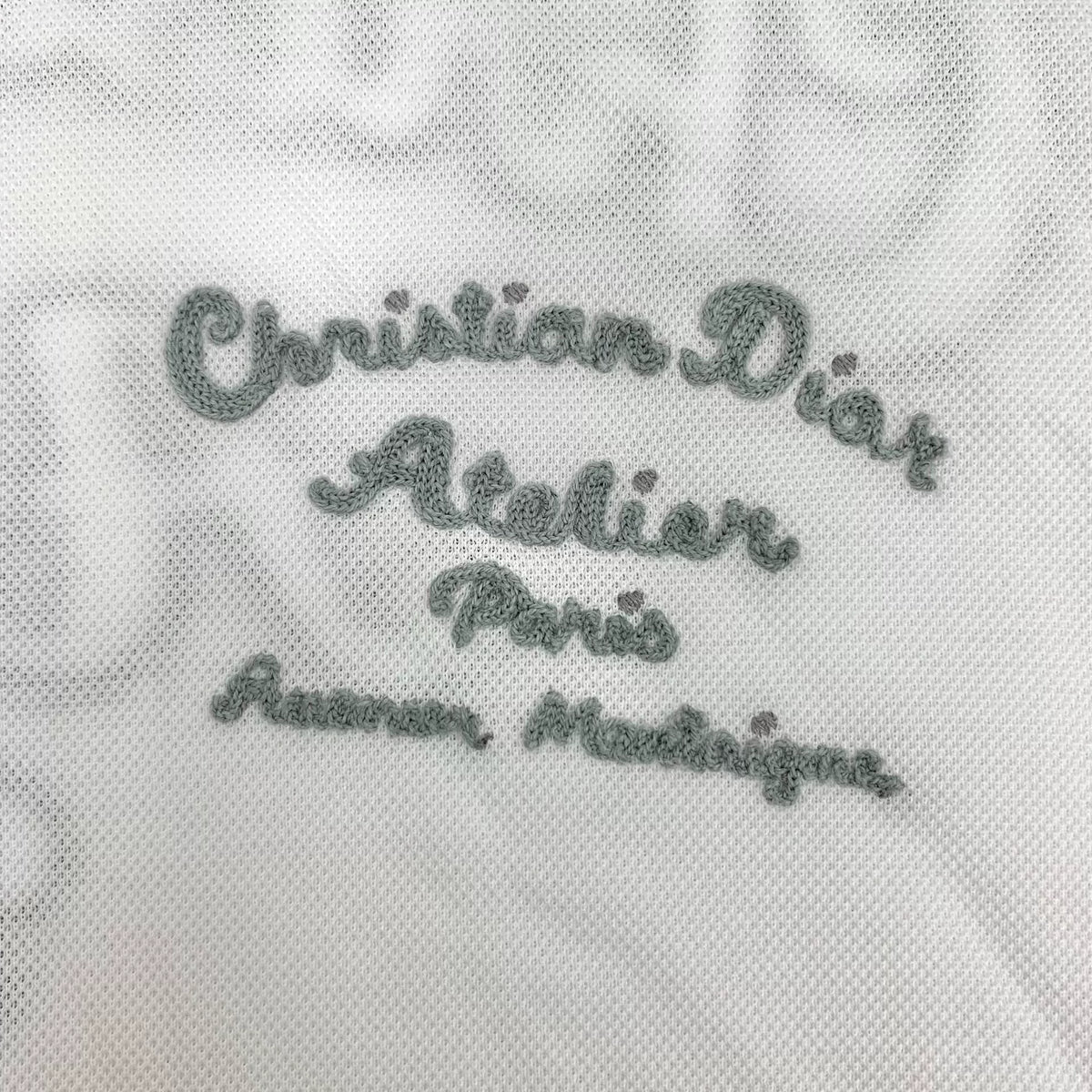 Dior White Letter Embroidery Logo Collared Single-Breasted Cotton Polo Shirt