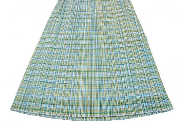 Issey Miyake Vintage Green Plaid Pleated Skirt