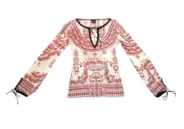 Jean Paul Gaultier Vintage Red Floral Mesh Top