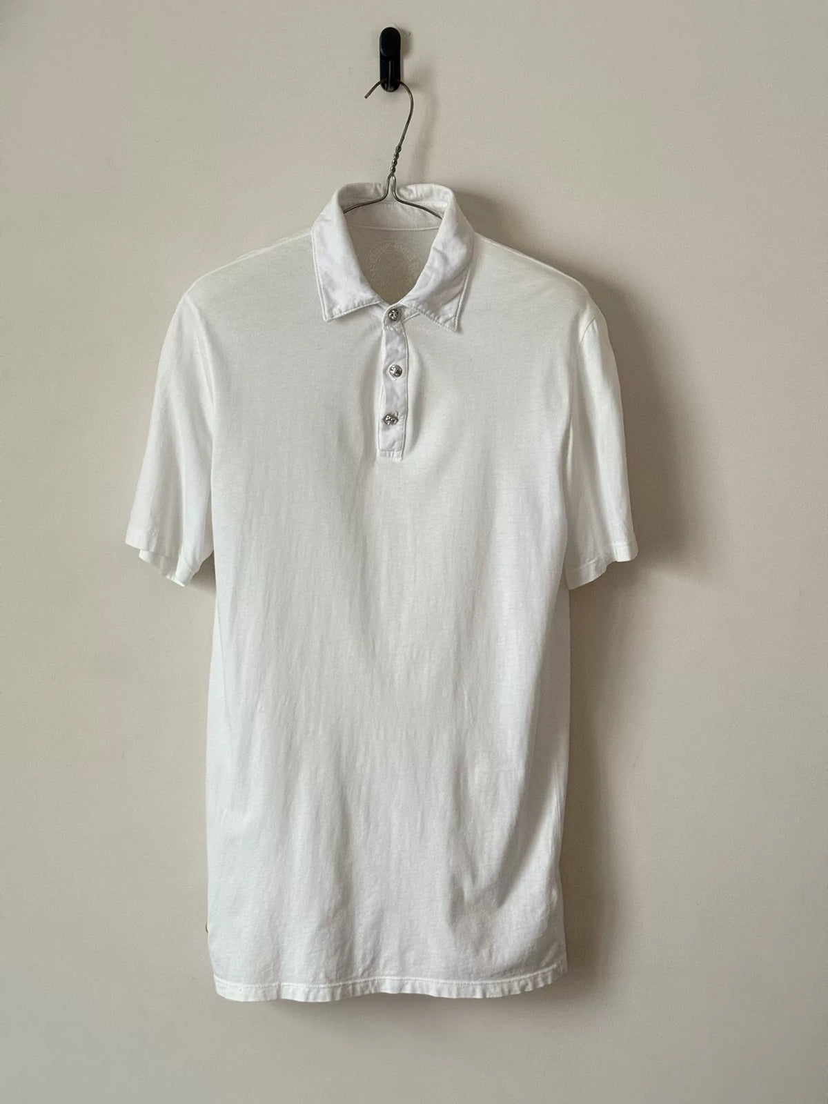 Chrome Hearts Heart Silver-Button Leather-Patch Polo Shirt