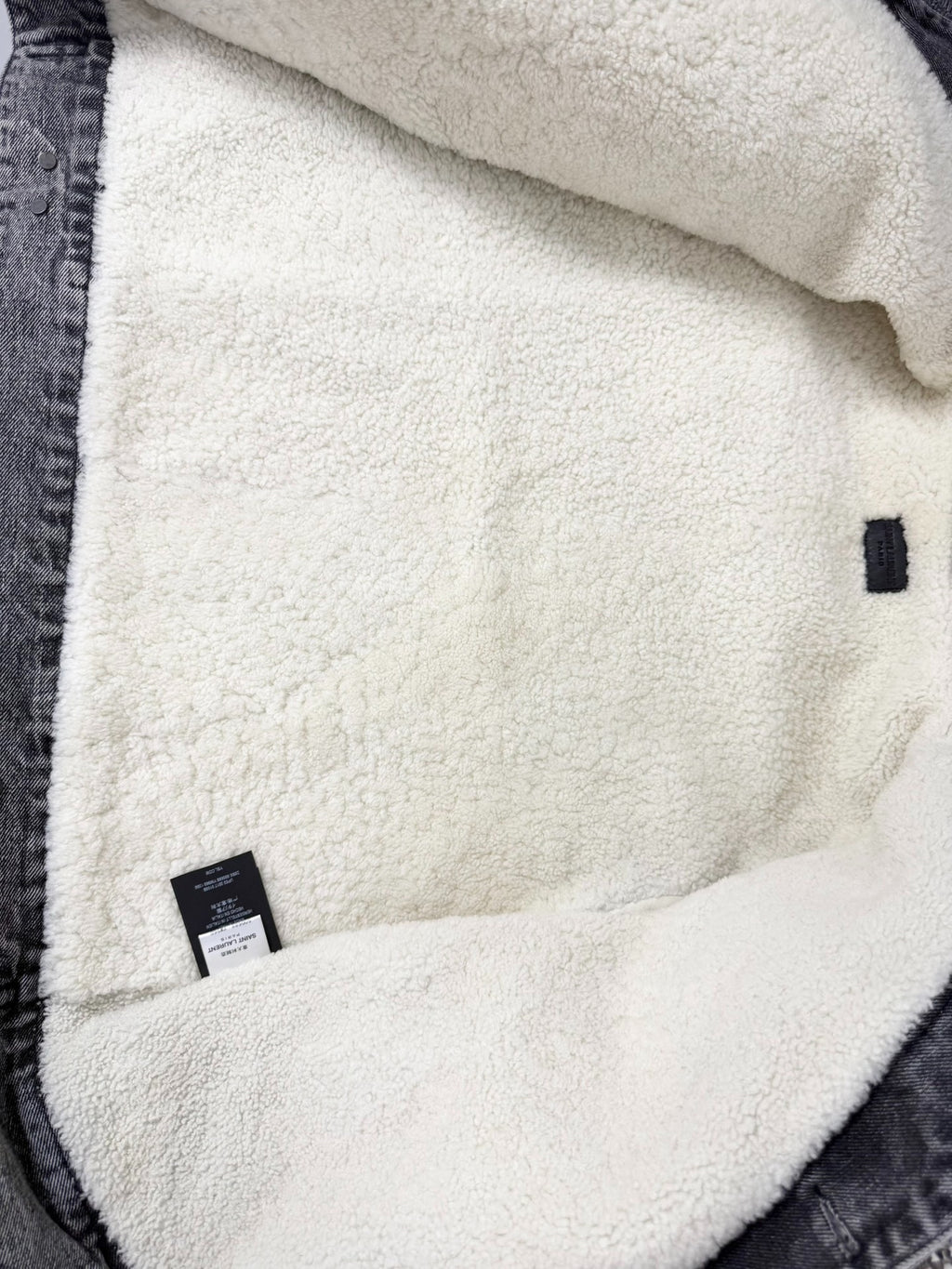 Saint Laurent SLP18SS Gray Washed Shearling Denim Jacket