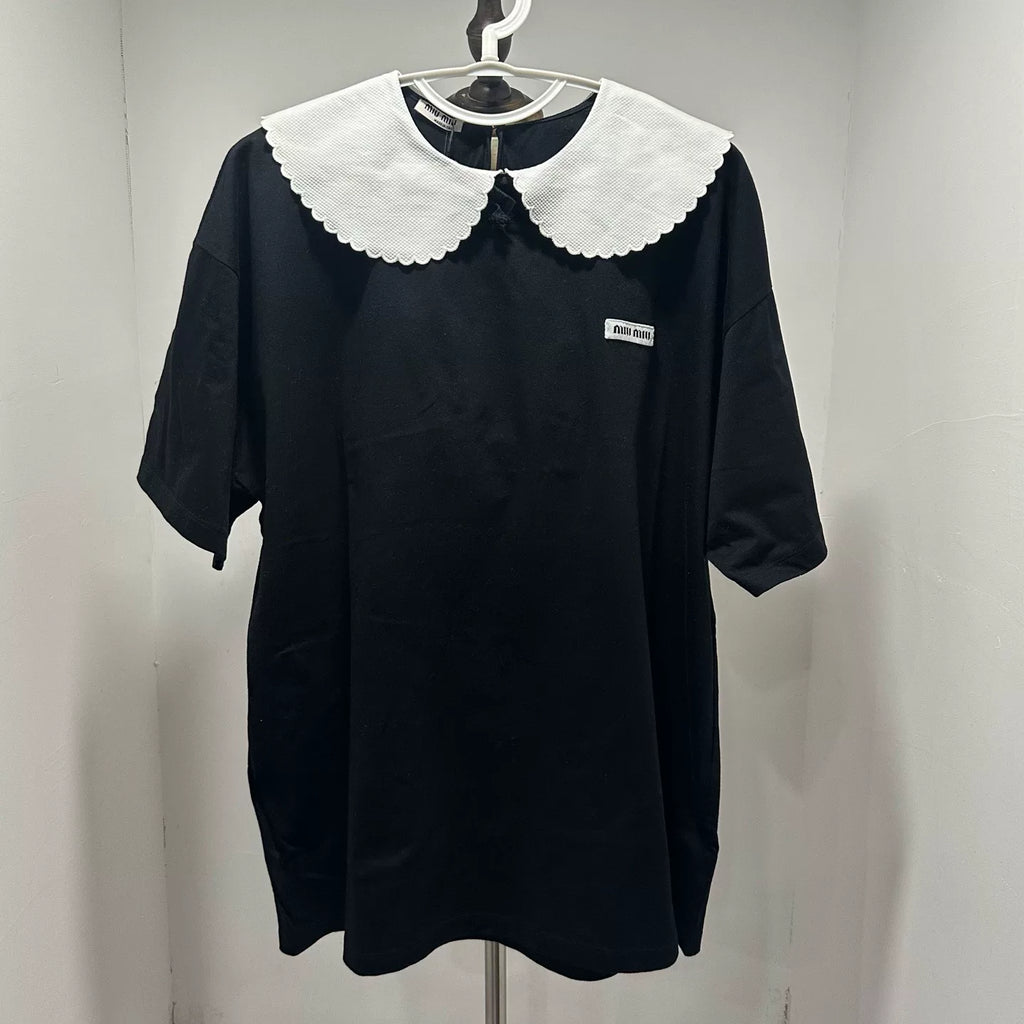 Miu Miu Embroidered Logo Short Sleeve Shirt