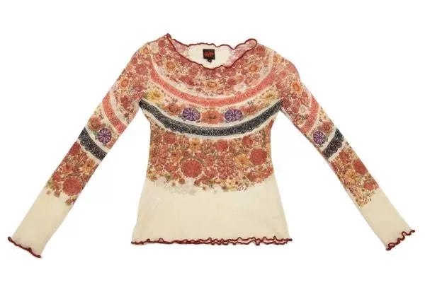 Jean Paul Gaultier Vintage White Floral Mesh Top