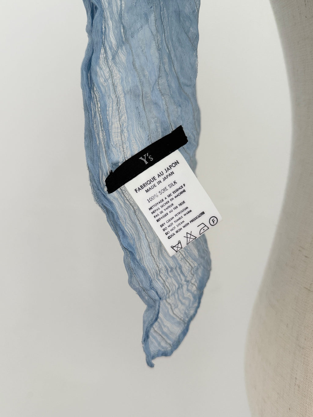 Yohji Yamamoto 1990s Ice Blue Drawstring Shawl - Devines