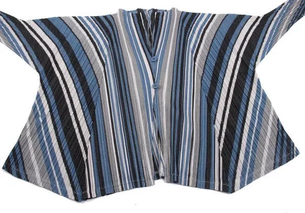 Issey Miyake Vintage Blue Striped Pleated Top