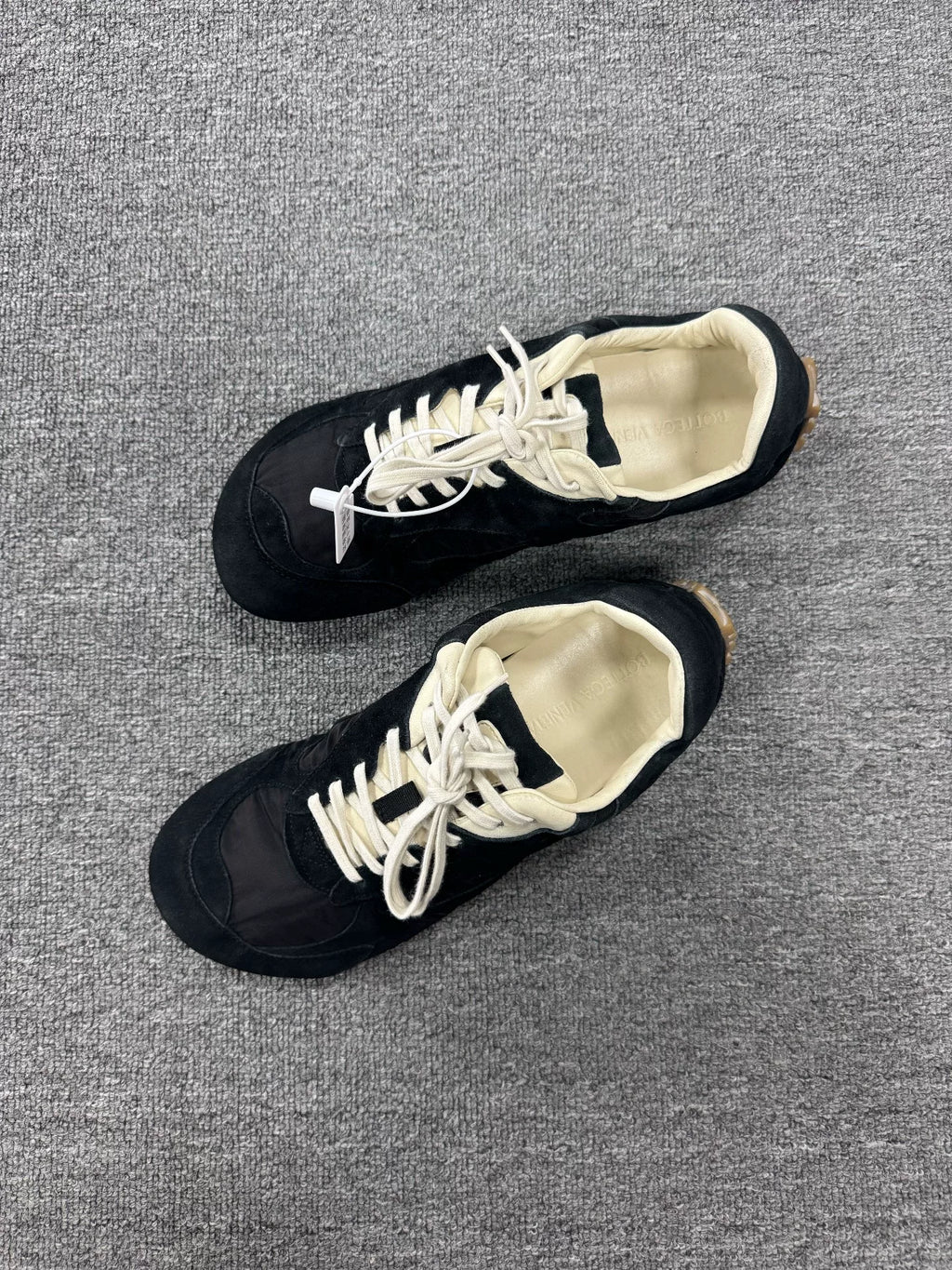 Bottega Veneta SS25 Black Grey Suede Orbit Flash Sneakers