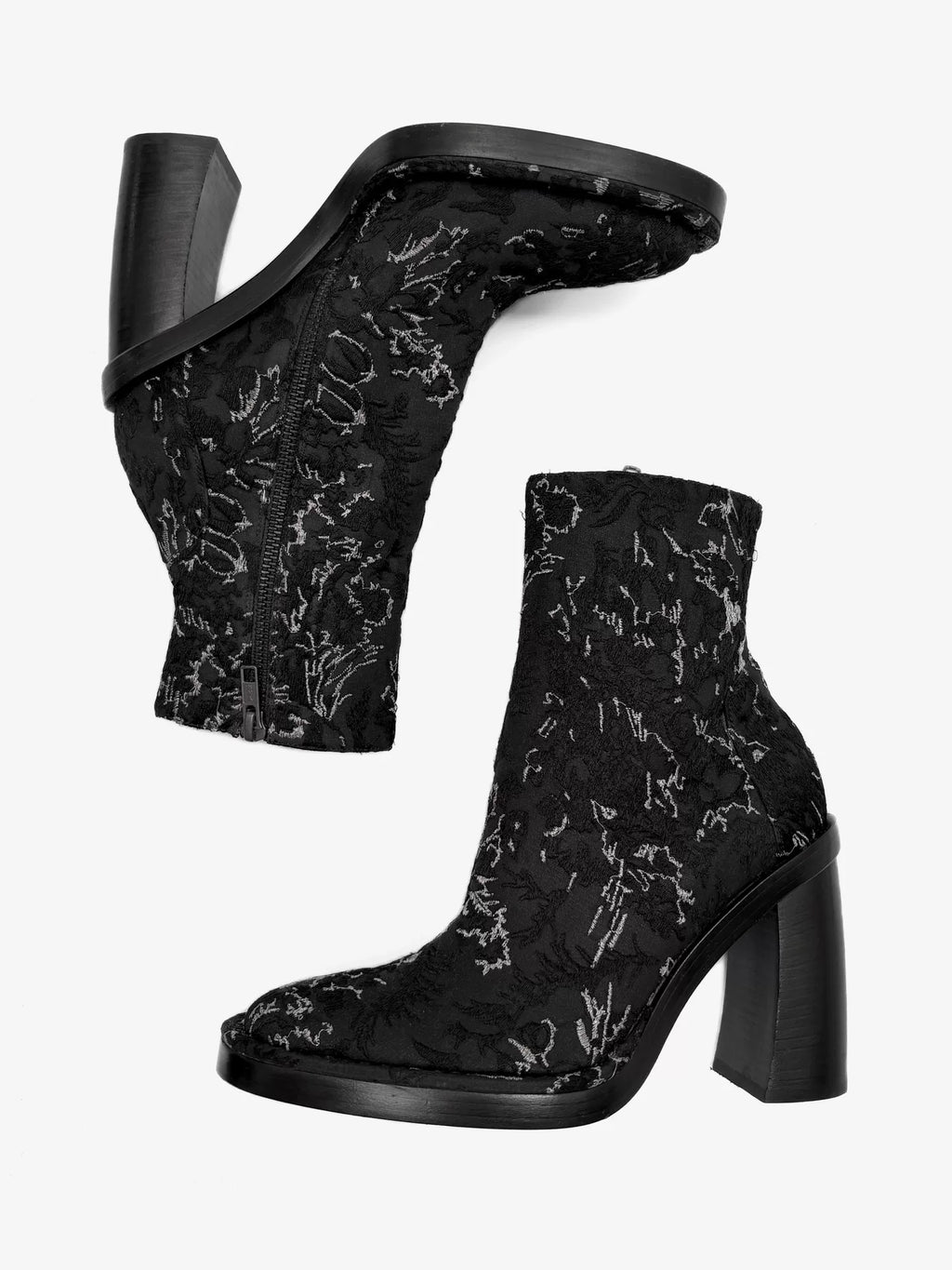 Ann Demeulemeester SS15 Fabric Embroidered Arc Heel Boots