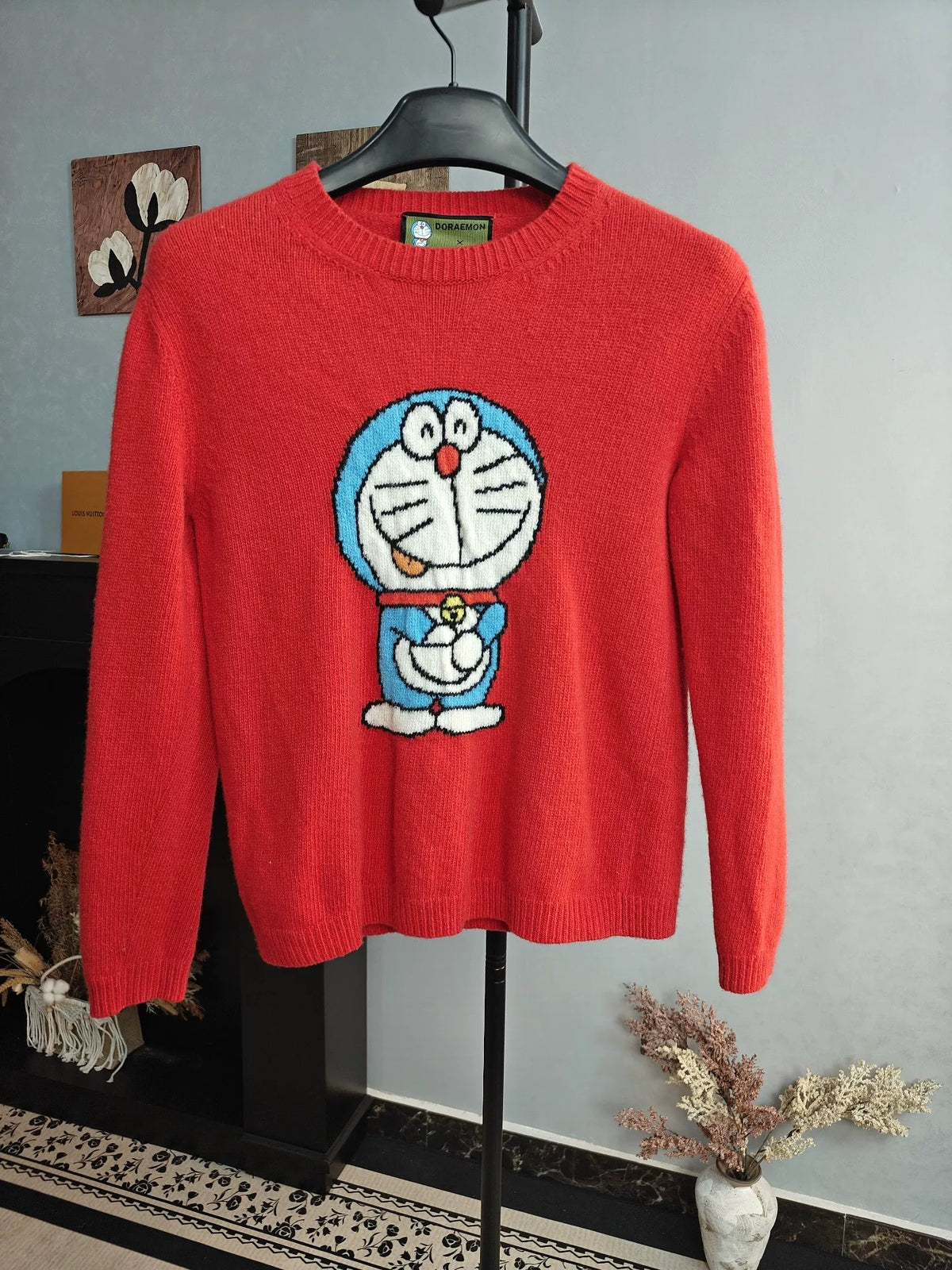 Gucci Red Doraemon Cartoon Print Sweater