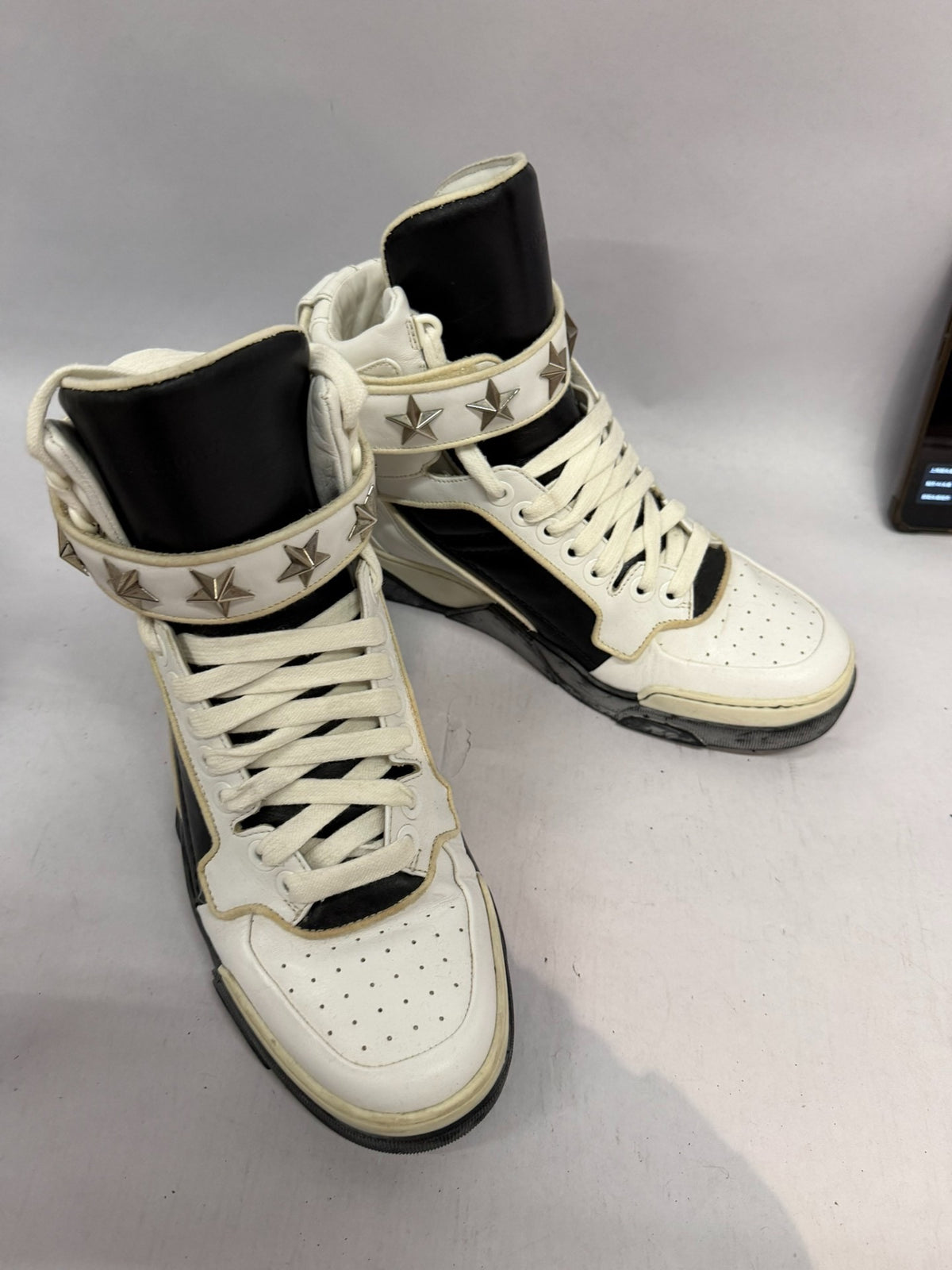 Givenchy Black White Metal Star Leather Sneakers