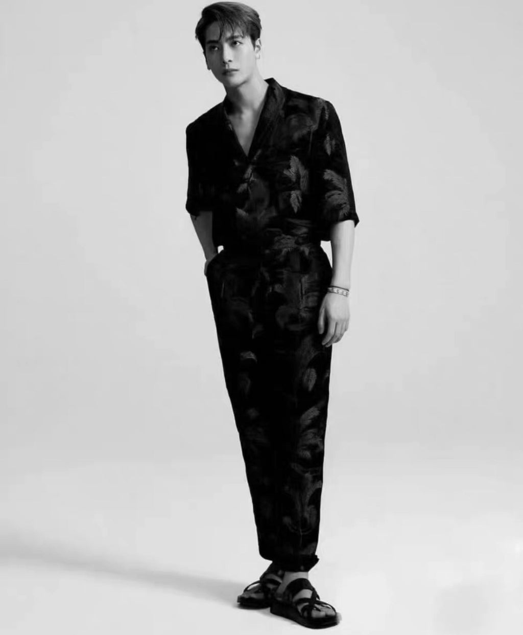 Saint Laurent Paris SS21 Palm Jacquard Silk Suit
