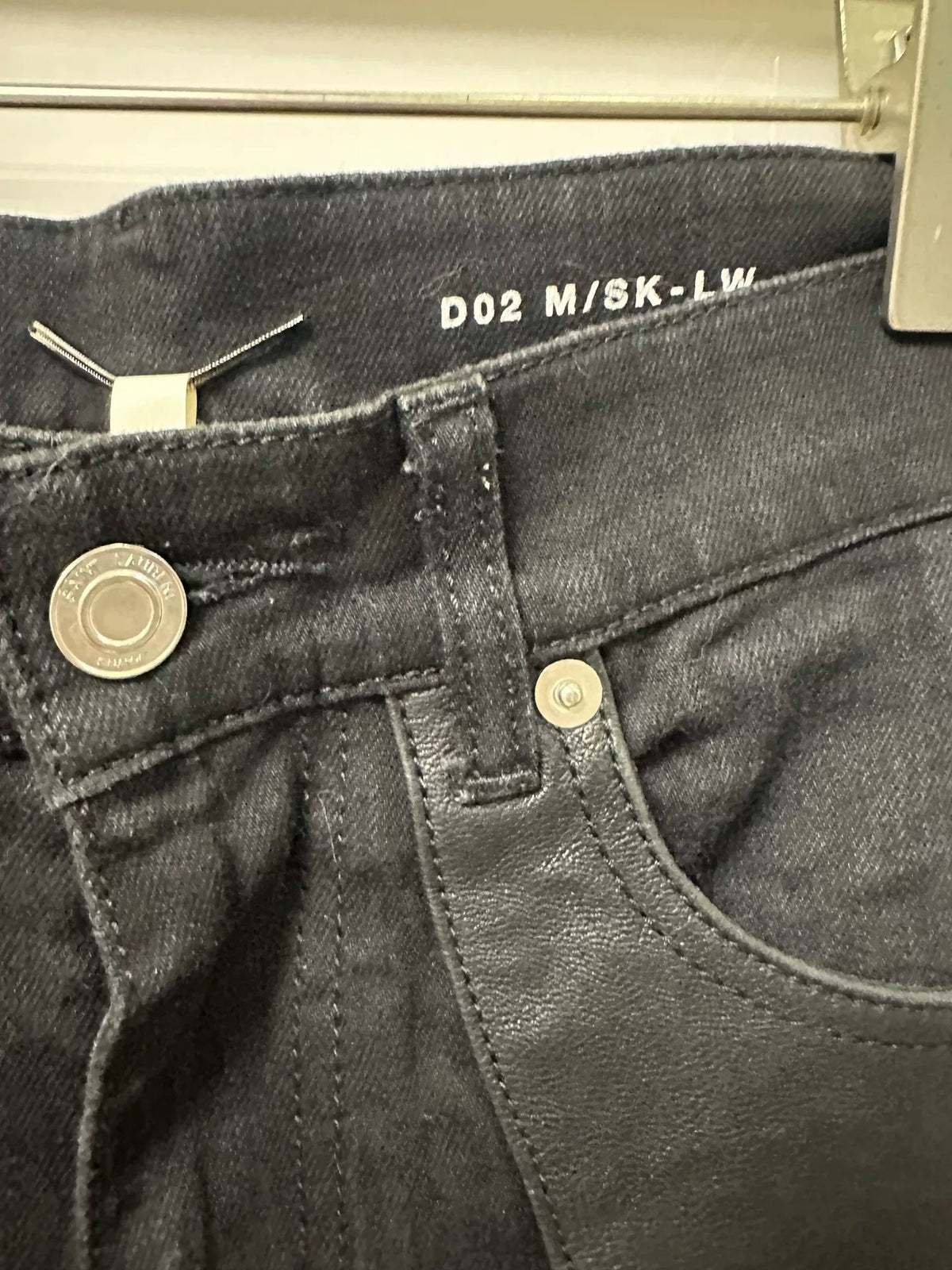 Saint Laurent Black Five-Zip Patchwork Denim Jeans by Hedi Slimane