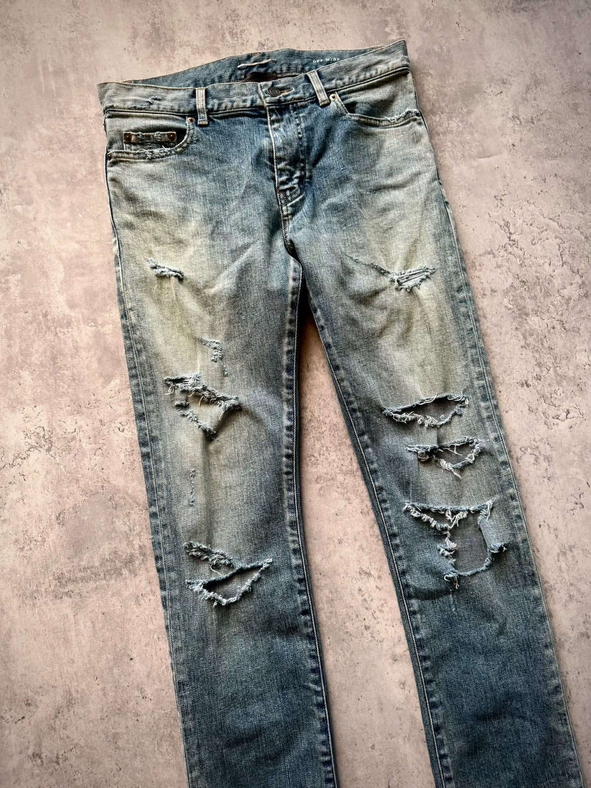 Saint Laurent Paris 16SS D02 Light Blue Distressed Denim Jeans by Hedi Slimane