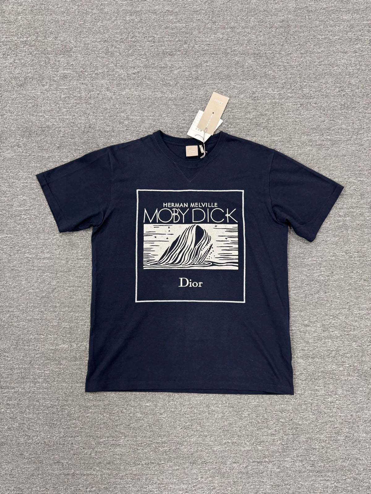Dior FW26 White Whale Embroidered Crew Neck Short Sleeve Top