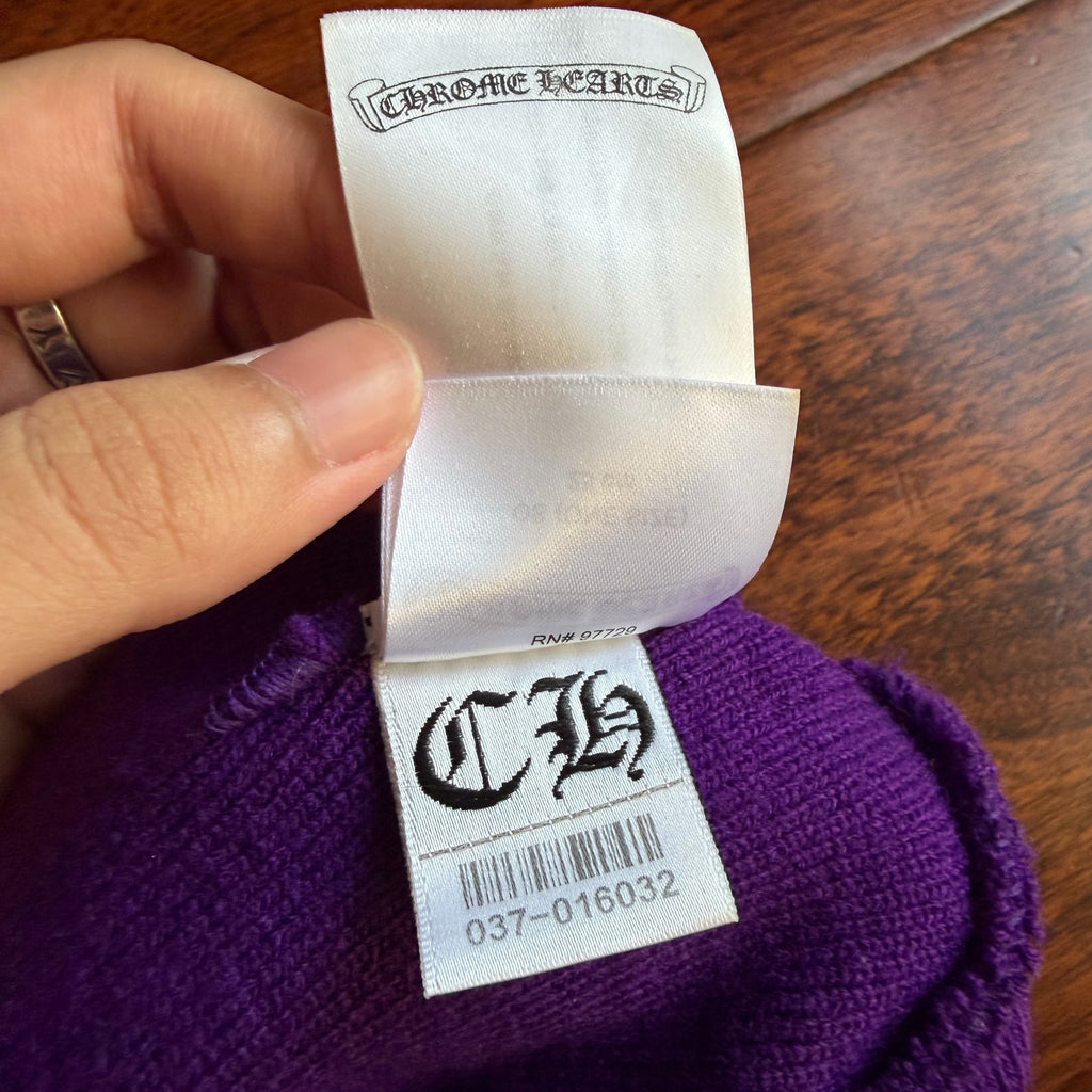 Chrome Hearts Purple Sanskrit Embroidered Beanie