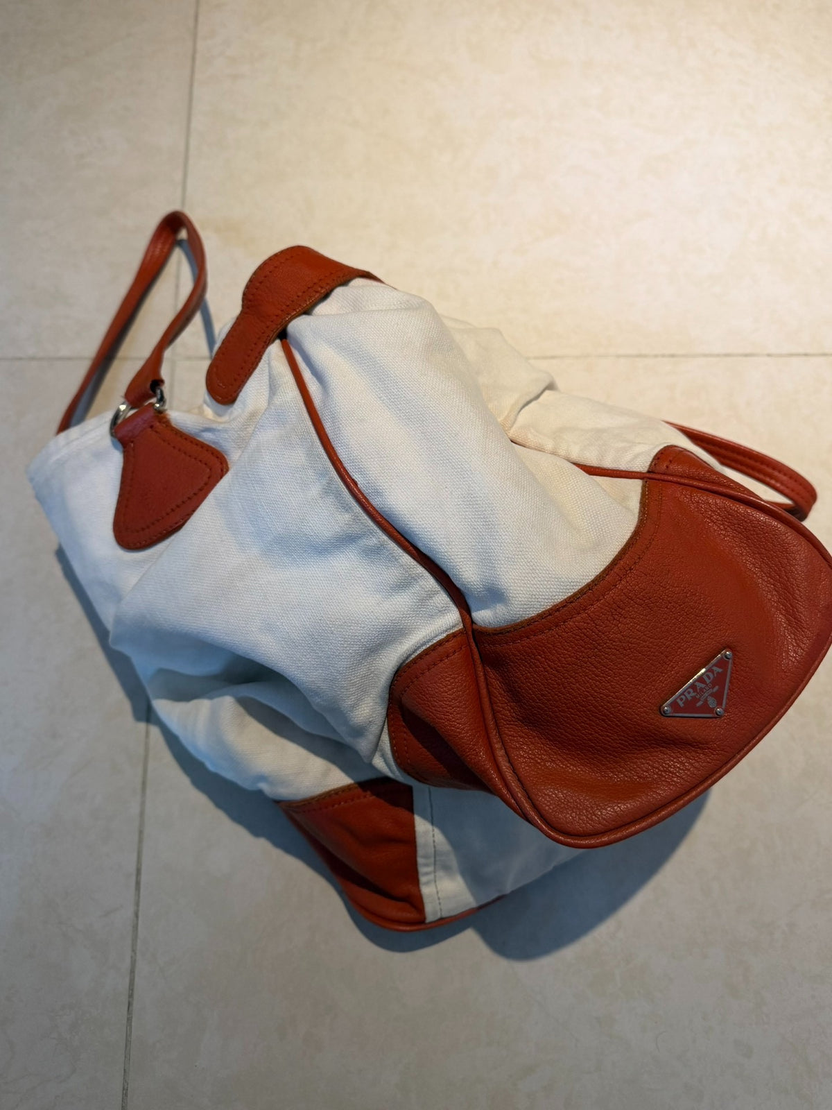Prada Micro Logo Double-Sided Nylon Tote Bag