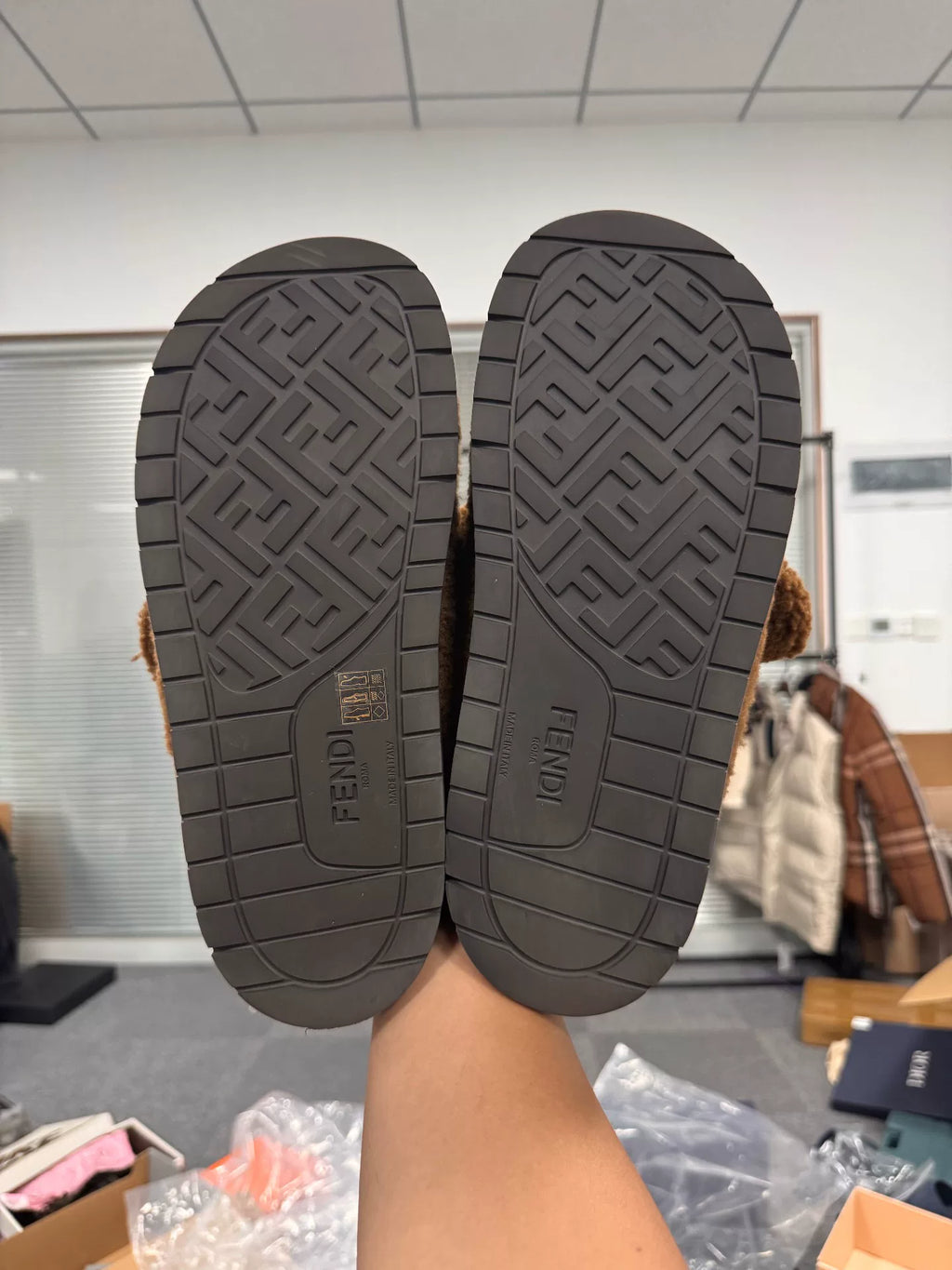 Fendi Teddy Fuzzy Mules