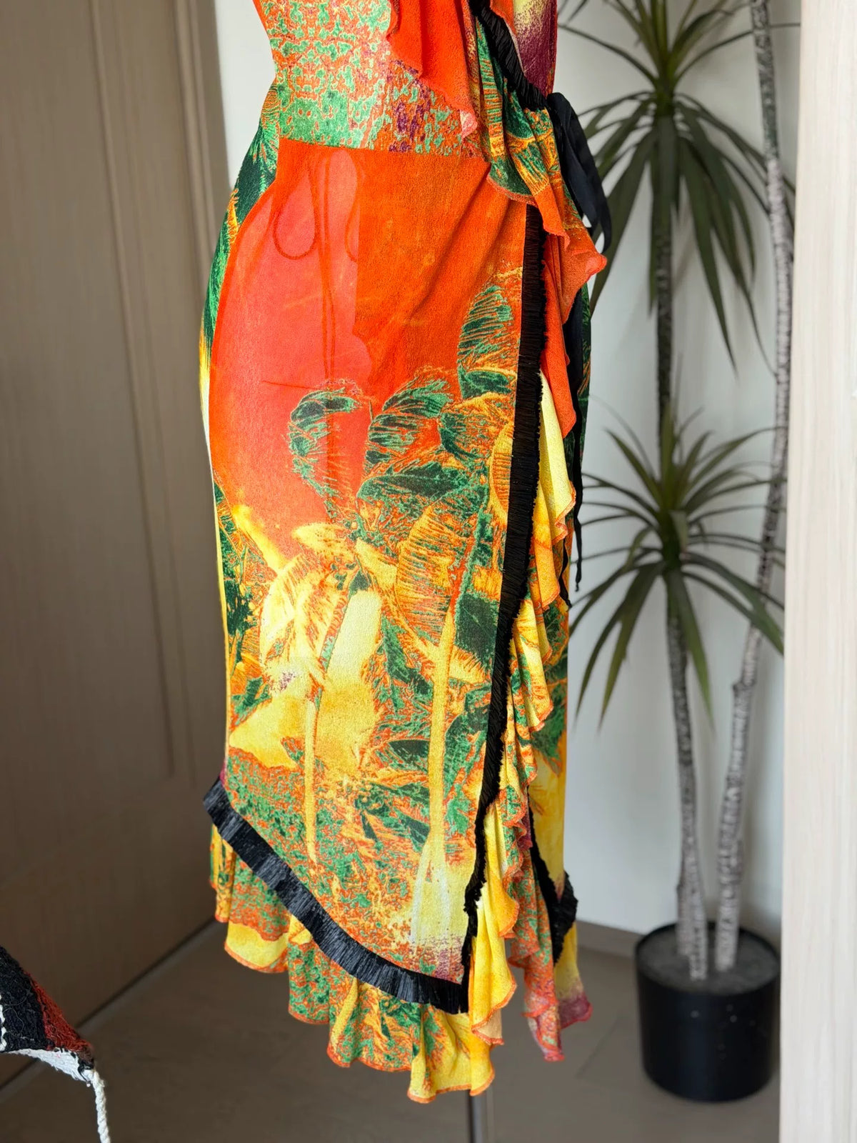 Jean Paul Gaultier Vintage Mesh Print Fringe Dress