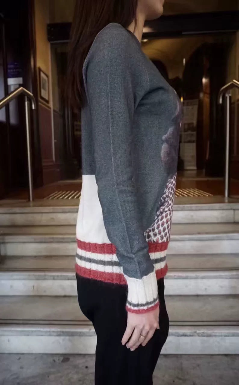 Undercover FW16 Grey Woman Portrait Wool Sweater
