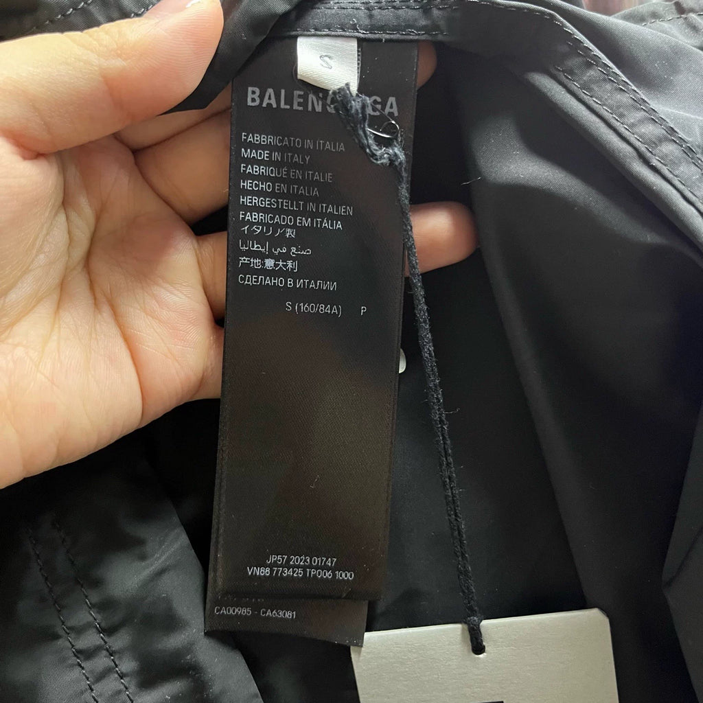 Balenciaga Black Logo Print Crew Neck Buttoned Jacket