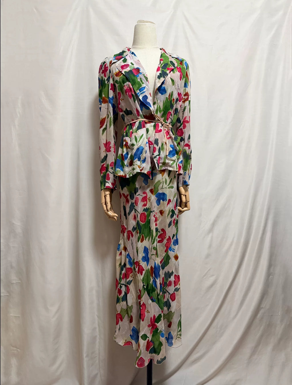 Dries Van Noten 2001 Spring/Summer graffiti print top and skirt set