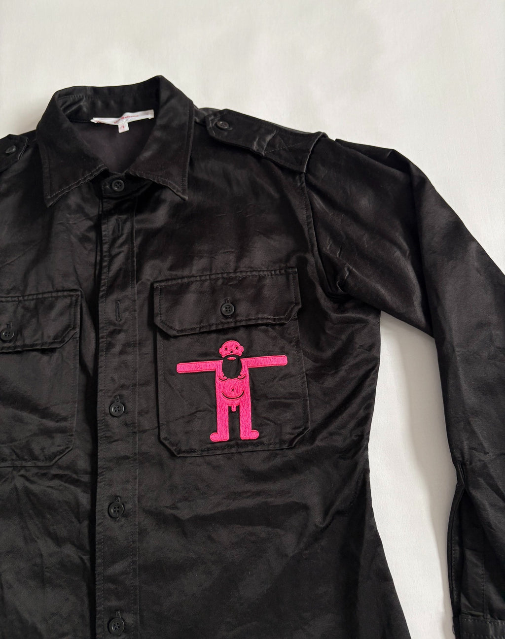 Walter Van Beirendonck runway model embroidered work‑wear shirt