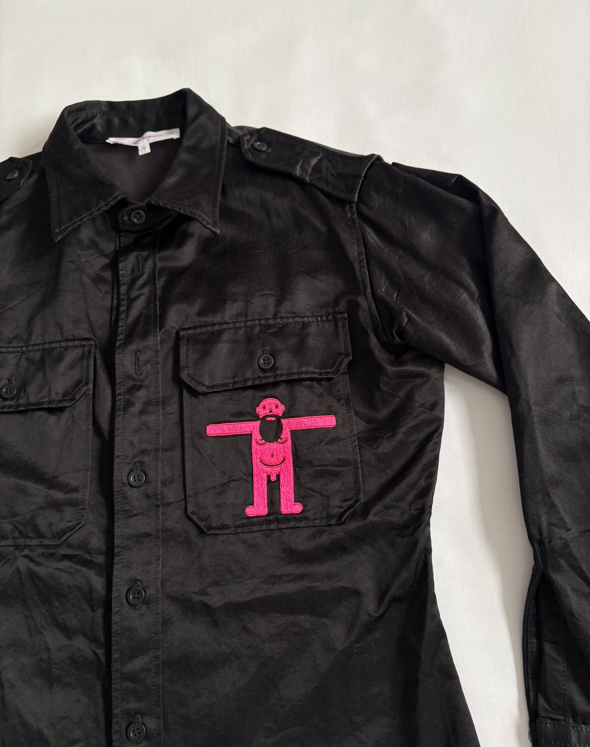 Walter Van Beirendonck runway model embroidered work‑wear shirt