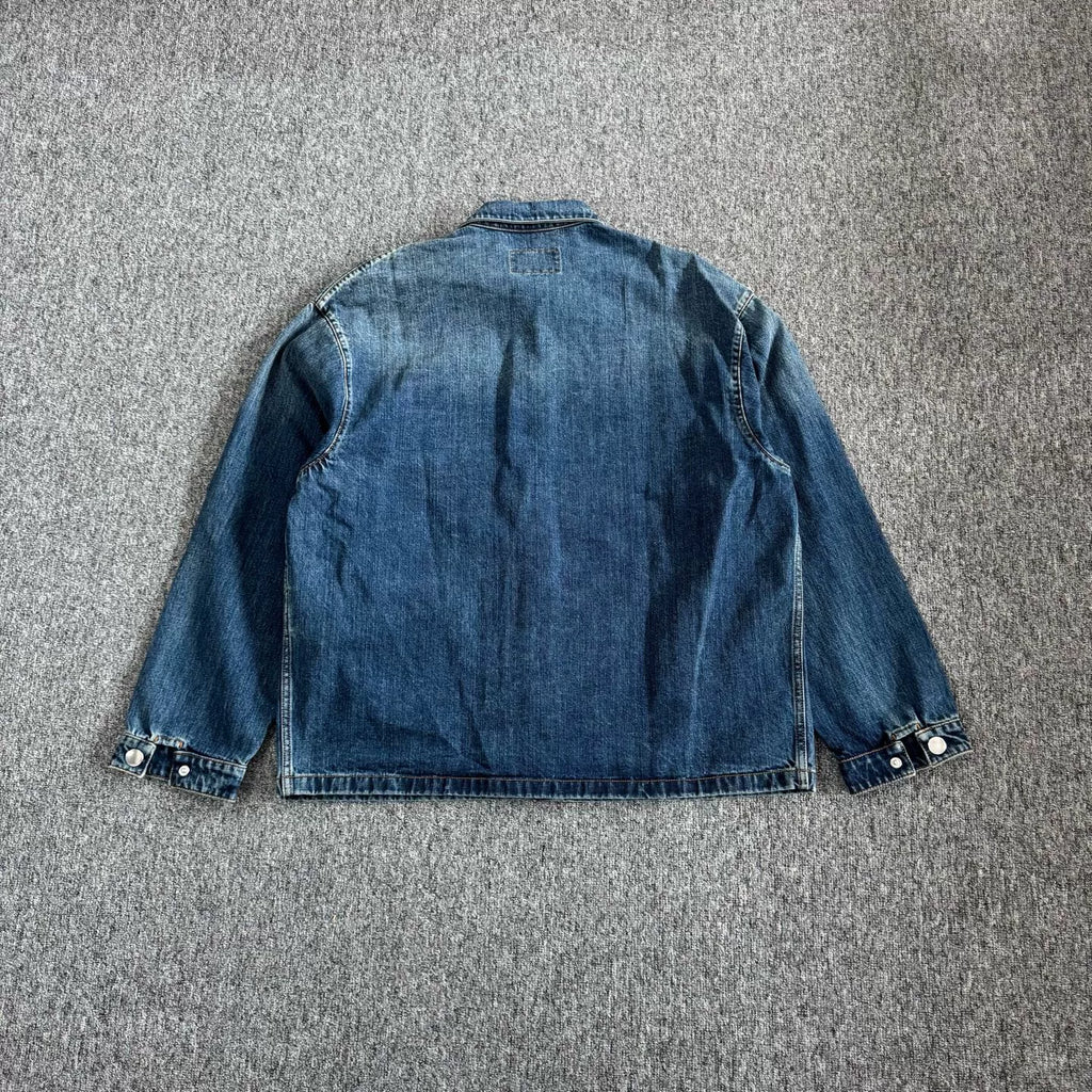 Prada Triangle Logo Pocket Denim Short Sleeve Shirt
