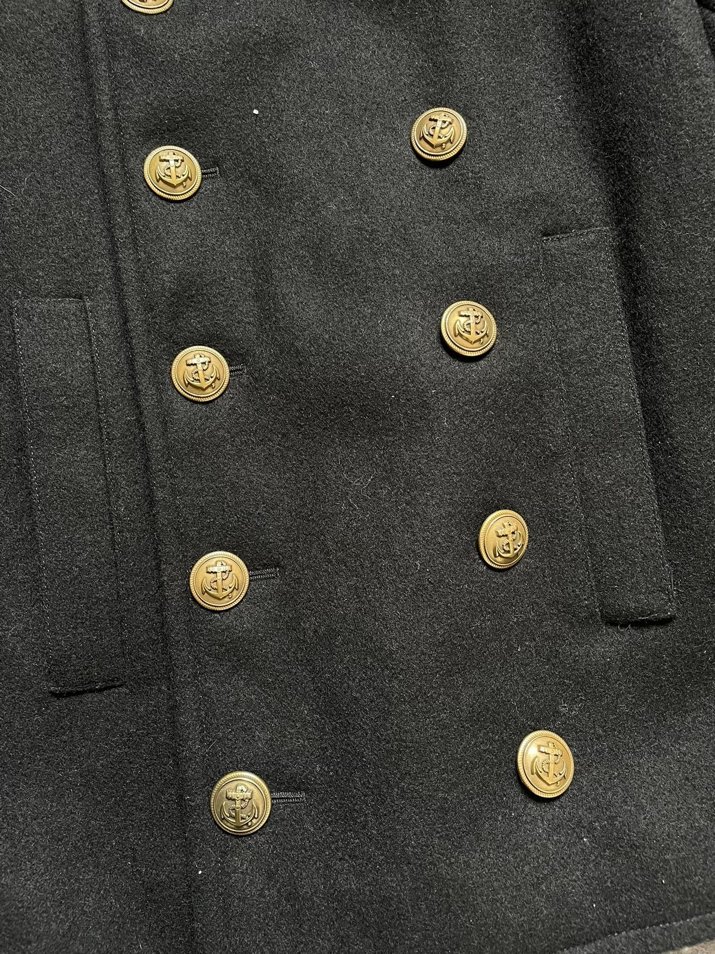 Saint Laurent Black Wool Double-Breasted Anchor Button Jacket