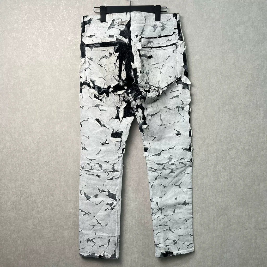 Givenchy Crack Painted Zip-Up Denim Jeans