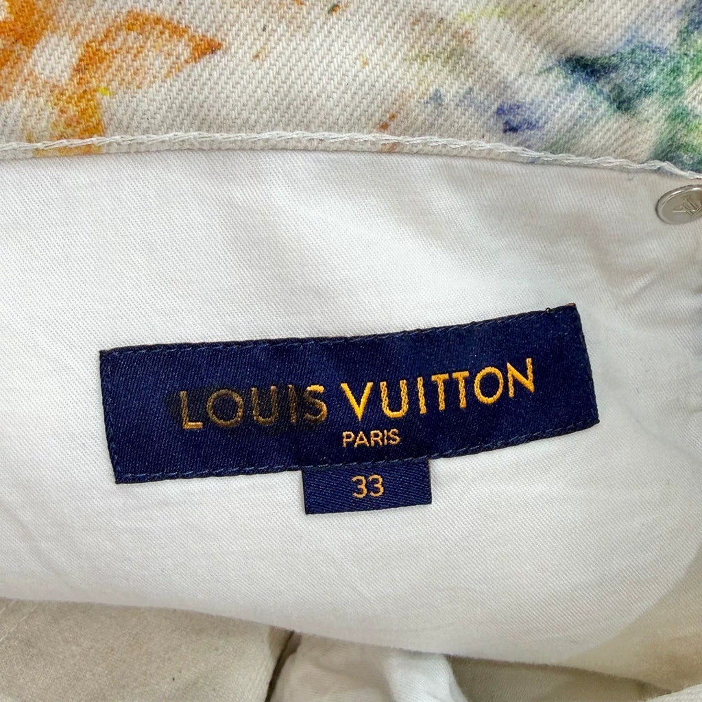 Louis Vuitton Denim Crayon Graffiti All-Over Print Monogram Straight-Leg Cotton Multicolor Pants