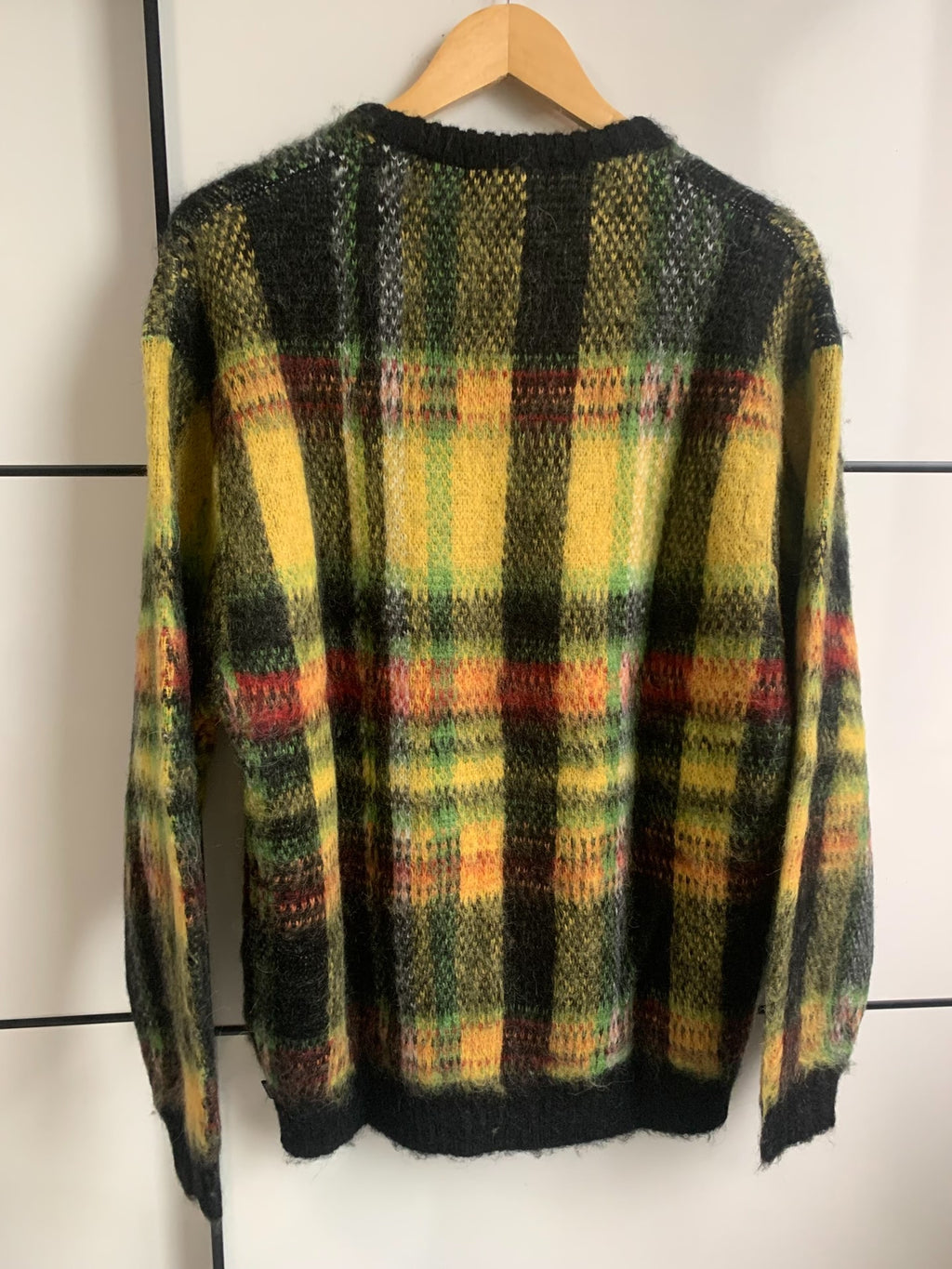 Supreme Yellow Black Plaid Mohair Sweater