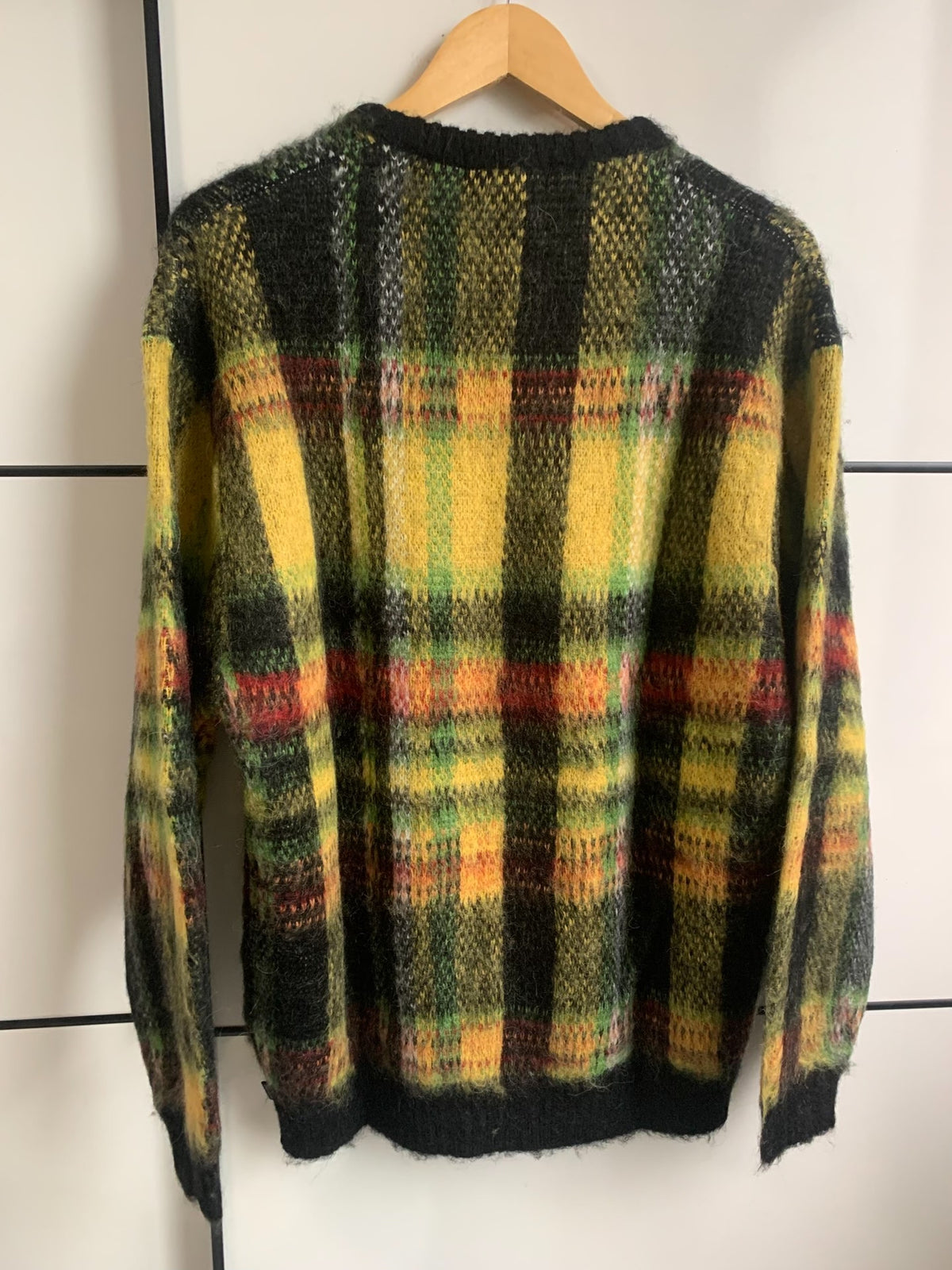 Supreme Yellow Black Plaid Mohair Sweater