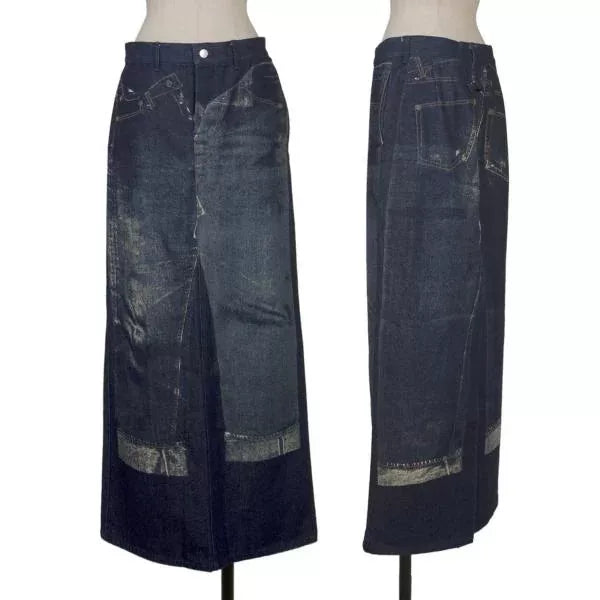 Jean Paul Gaultier Vintage Dark Patterned Denim Skirt