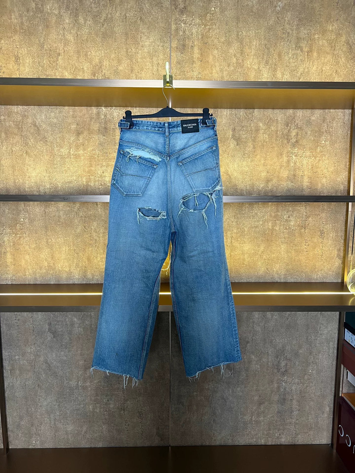Balenciaga SS21 Skater Distressed Wide-Leg Jeans